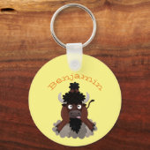 Funny Büffel Bison Cartoon Illustration Schlüsselanhänger (Vorderseite)