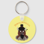Funny Büffel Bison Cartoon Illustration Schlüsselanhänger (Rückseite)