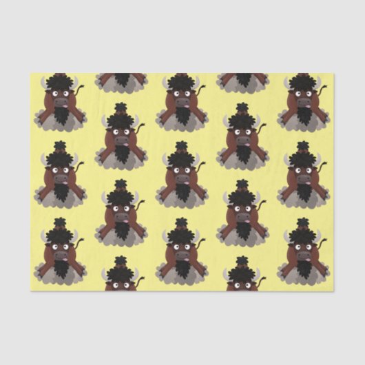 Funny Büffel Bison Cartoon Illustration Seidenpapier (Vorderseite)