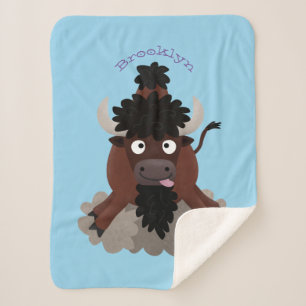 Funny Büffel Bison Cartoon Illustration Sherpadecke