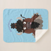 Funny Büffel Bison Cartoon Illustration Sherpadecke (Vorderseite (Horizontal))