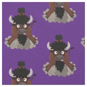 Funny Büffel Bison Cartoon Illustration Stoff (Nahaufnahme)