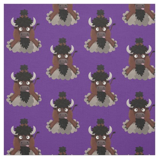 Funny Büffel Bison Cartoon Illustration Stoff (Muster)