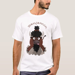 Funny Büffel Bison Cartoon Illustration T-Shirt