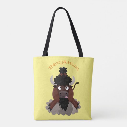 Funny Büffel Bison Cartoon Illustration Tasche (Rückseite)
