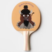 Funny Büffel Bison Cartoon Illustration Tischtennis Schläger (Rückseite)
