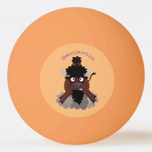 Funny Büffel Bison Cartoon Illustration Tischtennisball