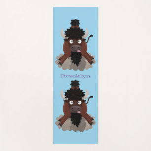 Funny Büffel Bison Cartoon Illustration Yogamatte