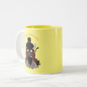 Funny Büffel Bison Cartoon Illustration Zweifarbige Tasse (Vorderseite Links)