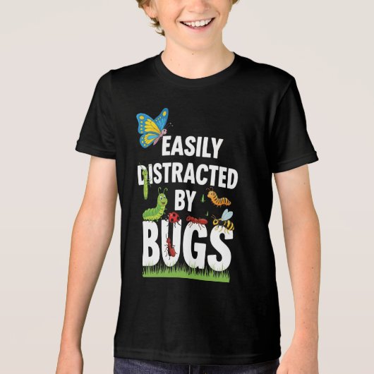 Funny Bug Insects Easily Distracted By Bugs Scienc Tri-Blend Shirt (Vorderseite)