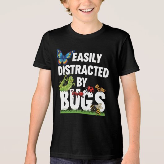Funny Bug Insects Easily Distracted By Bugs Scienc Tri-Blend Shirt (Vorderseite)