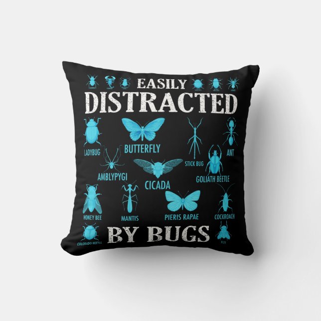 Funny Bug Lover Bugs leicht von Bugs abgelenkt Kissen (Vorderseite)