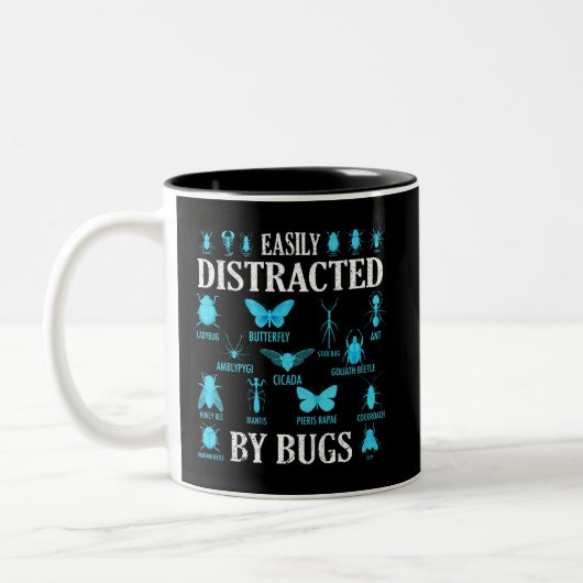 Funny Bug Lover Bugs leicht von Bugs abgelenkt Zweifarbige Tasse (Links)