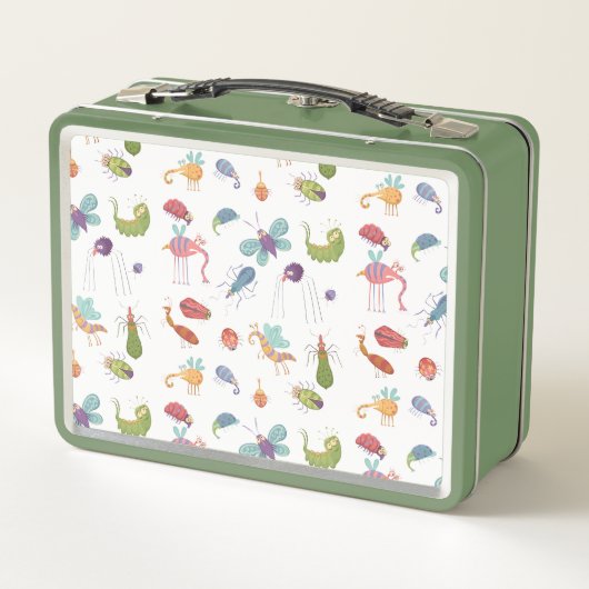 Funny Bugs Pattern Personalisiert Metall Brotdose (Rückseite)