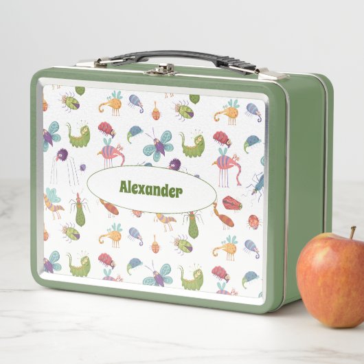 Funny Bugs Pattern Personalisiert Metall Brotdose (Beispiel)