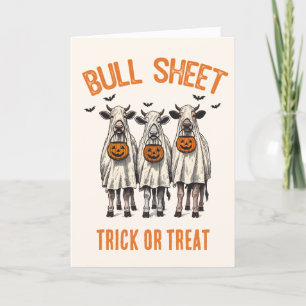 Funny Bull Sheet Vintag Halloween Cows Feiertagskarte