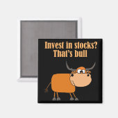 Funny Bull Stock Market Cartoon Art Magnet (Vorderseite/Rückseite)