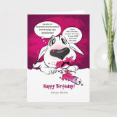 Funny Bull Terrier Cartoon Card "Happy Birthday" Karte (Vorderseite)