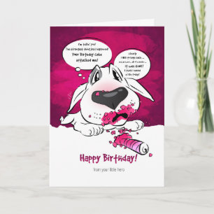 Funny Bull Terrier Cartoon Card "Happy Birthday" Karte