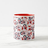 Funny Bull Terrier Weihnachtsmuster Zweifarbige Tasse (Mittel)
