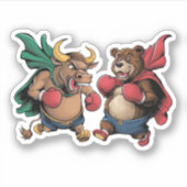 Funny Bull und Bär Aufkleber (Vorderseite)