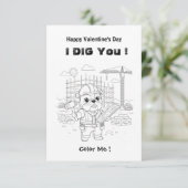 Funny Bulldog Construction "I Dig You" Coloring Ma Dankeskarte (Stehend Vorderseite)