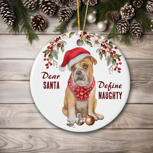 Funny Bulldog definiert Schönheit Weihnachten Keramik Ornament