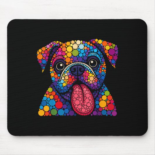 Funny Bulldog Dog Lovers Polka Dot Happy Dot Day G Mousepad (Vorne)