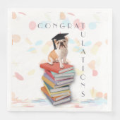 Funny Bulldog Graduation Party Paper Napkin Serviette (Vorderseite)