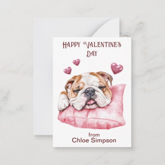Funny Bulldog Kid's Valentine Classroom Party Mitteilungskarte (Vorderseite)