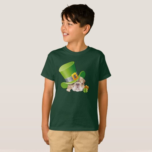 Funny Bulldog Leprechaun St.Patrick's Day T-Shirt (Vorne ganz)
