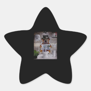 Funny Bulldog liest News   Hunde-Lover-Geschenke Stern-Aufkleber