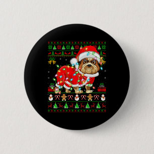 Funny Bulldog Lover Xmas Santa Ugly Bulldog Christ Button