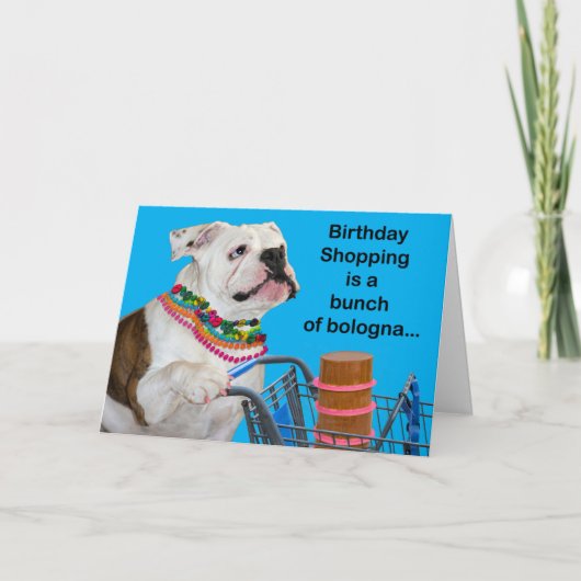 Funny Bulldog mit Perlhaufen Bologna Geburtstag Karte (Vorderseite)