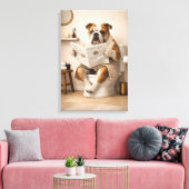 Funny Bulldog Reading Newspaper Bathroom Humor Leinwanddruck (Insitu (Wohnzimmer))