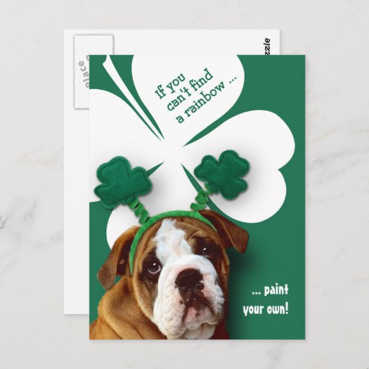 Funny Bulldog St. Patrick's Day Custom Postkarte (Vorne/Hinten)