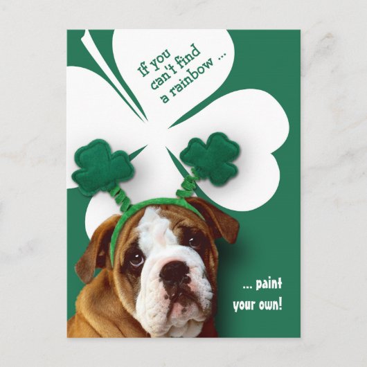 Funny Bulldog St. Patrick's Day Custom Postkarte (Vorderseite)