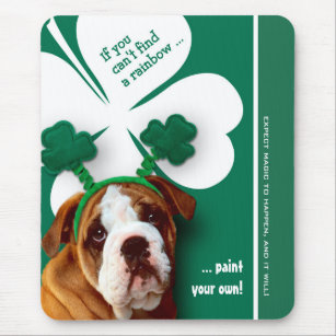 Funny Bulldog St. Patrick's Day Geschenk Mousepad