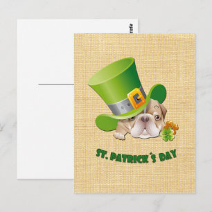 Funny Bulldog St. Patrick's Day Postcards Postkarte