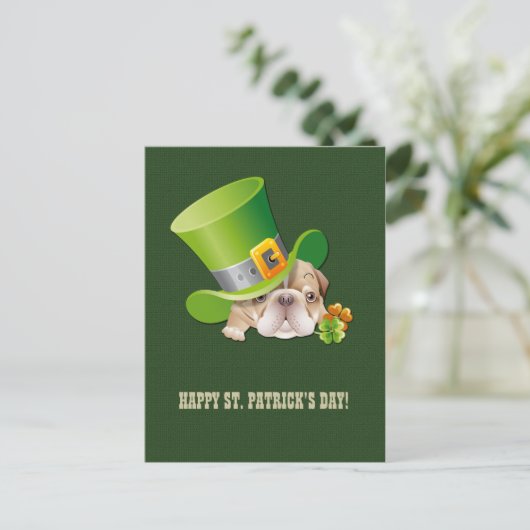 Funny Bulldog St.Patrick's Day Postcards Postkarte (Stehend Vorderseite)