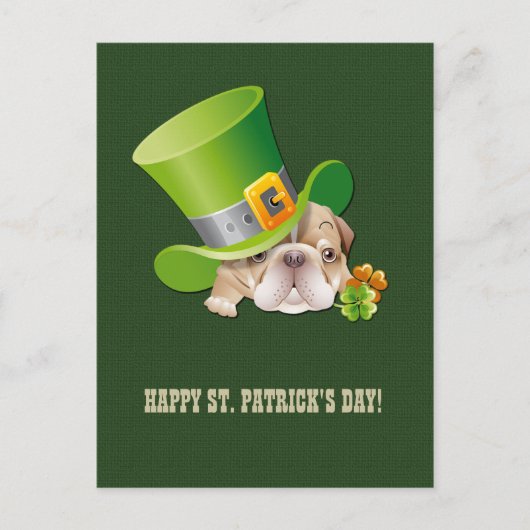 Funny Bulldog St.Patrick's Day Postcards Postkarte (Vorderseite)