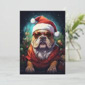 Funny Bulldog Weihnachtskarte Feiertagskarte (Stehend Vorderseite)