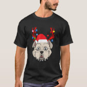 Funny Bulldogs with Antlers Christmas XMAS Print T-Shirt (Vorderseite)