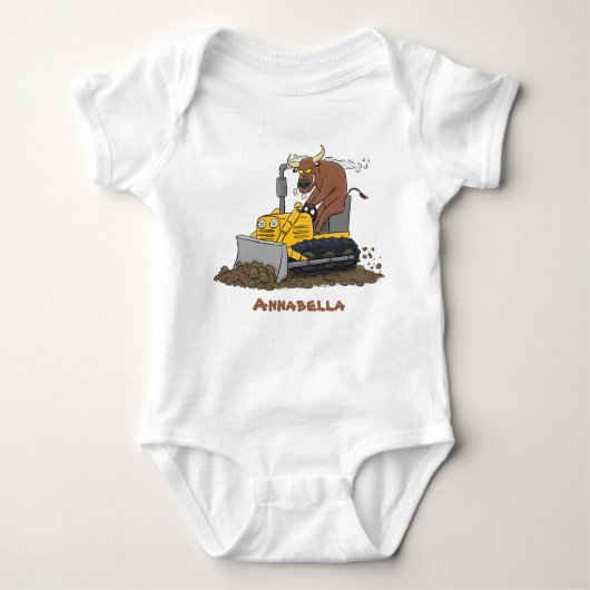 Funny Bulldozer Driving Cartoon Baby Strampler (Vorderseite)