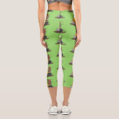 Funny Bulldozer Driving Cartoon Capri Leggings (Rückseite)