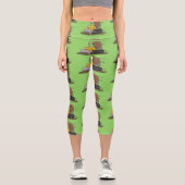 Funny Bulldozer Driving Cartoon Capri Leggings (Vorderseite)