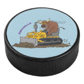 Funny Bulldozer Driving Cartoon Eishockey Puck (3/4)