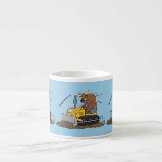 Funny Bulldozer Driving Cartoon Espressotasse (Vorderseite)