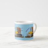 Funny Bulldozer Driving Cartoon Espressotasse (Vorderseite Rechts)