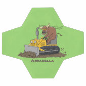 Funny Bulldozer Driving Cartoon Fußball (Flach)